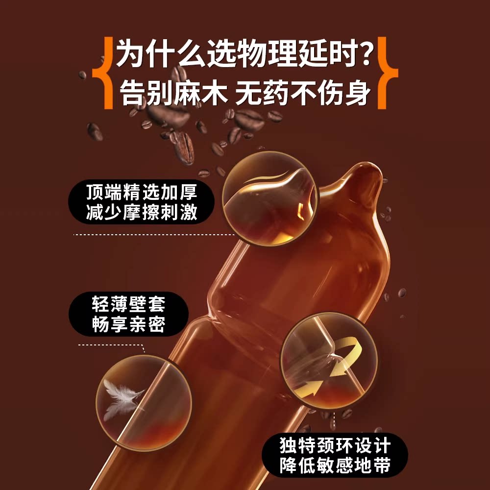 杰士邦物理延时咖啡香安全套 - 3只装