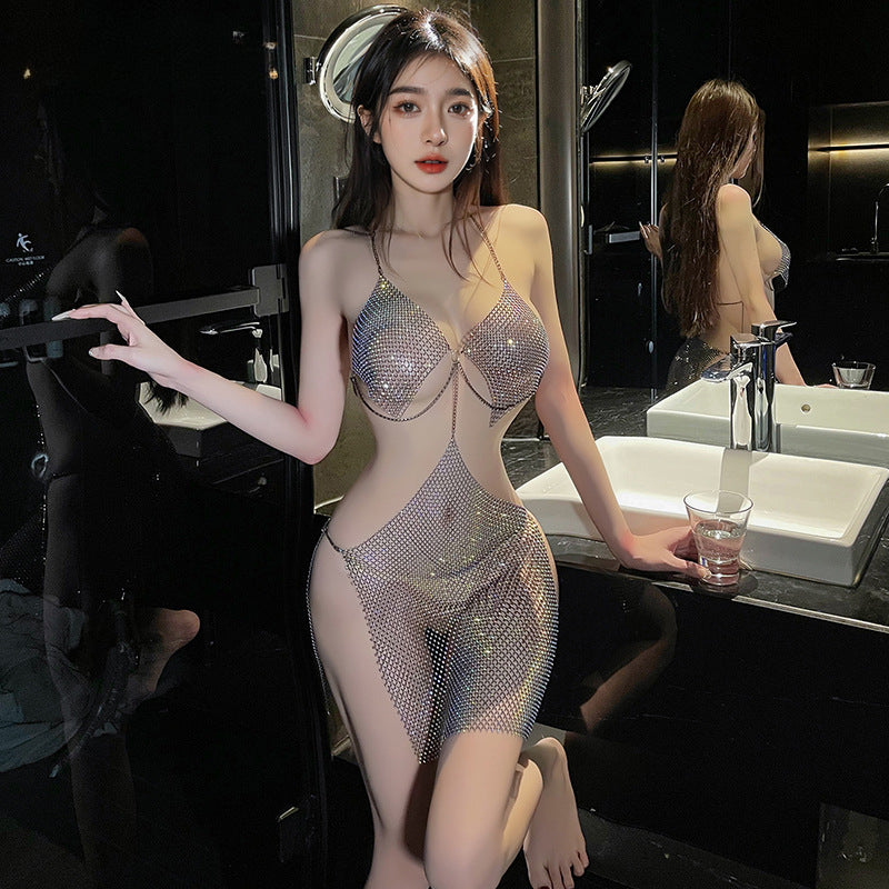 璀璨星河 吊带连体透视璀璨夜店女郎连衣裙制服套装