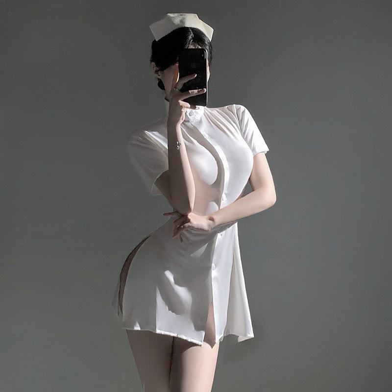 夜勤护士 禁欲护士绑带收腰连衣裙制服