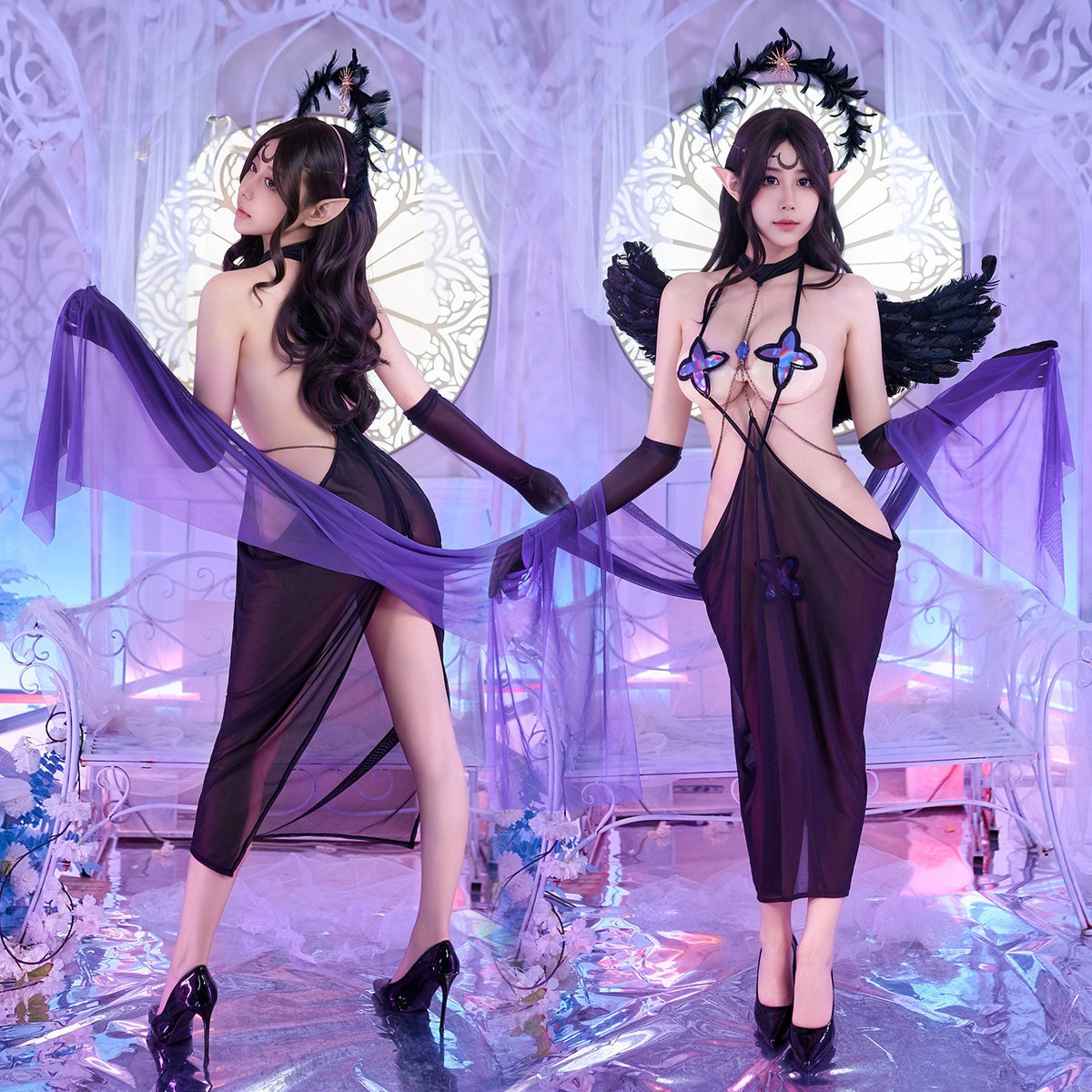 朔月女神 性感镂空梦幻连体衣cos套装