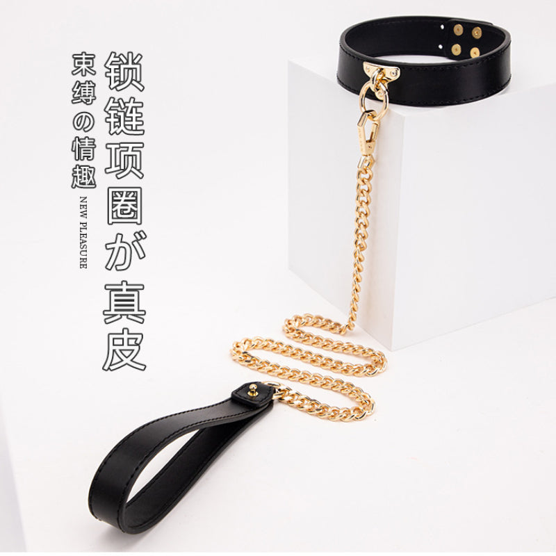 SM真皮T字项圈加牵引绳
