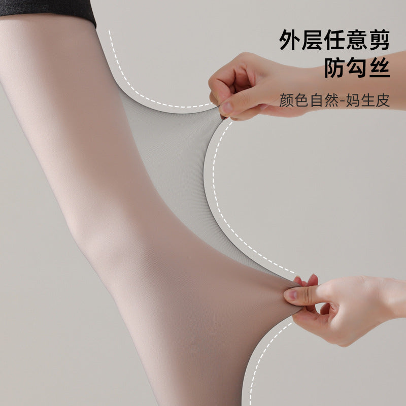 秋冬薄款新款波点爱心双层透肤裤袜可脱卸黑丝光腿神器