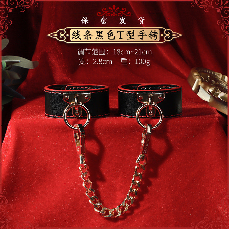 SM真皮T字捆绑调教束缚手铐