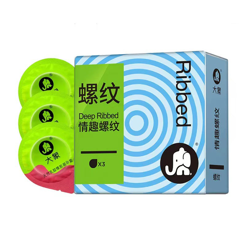 大象情趣螺纹避孕套 - 3只装/10只装