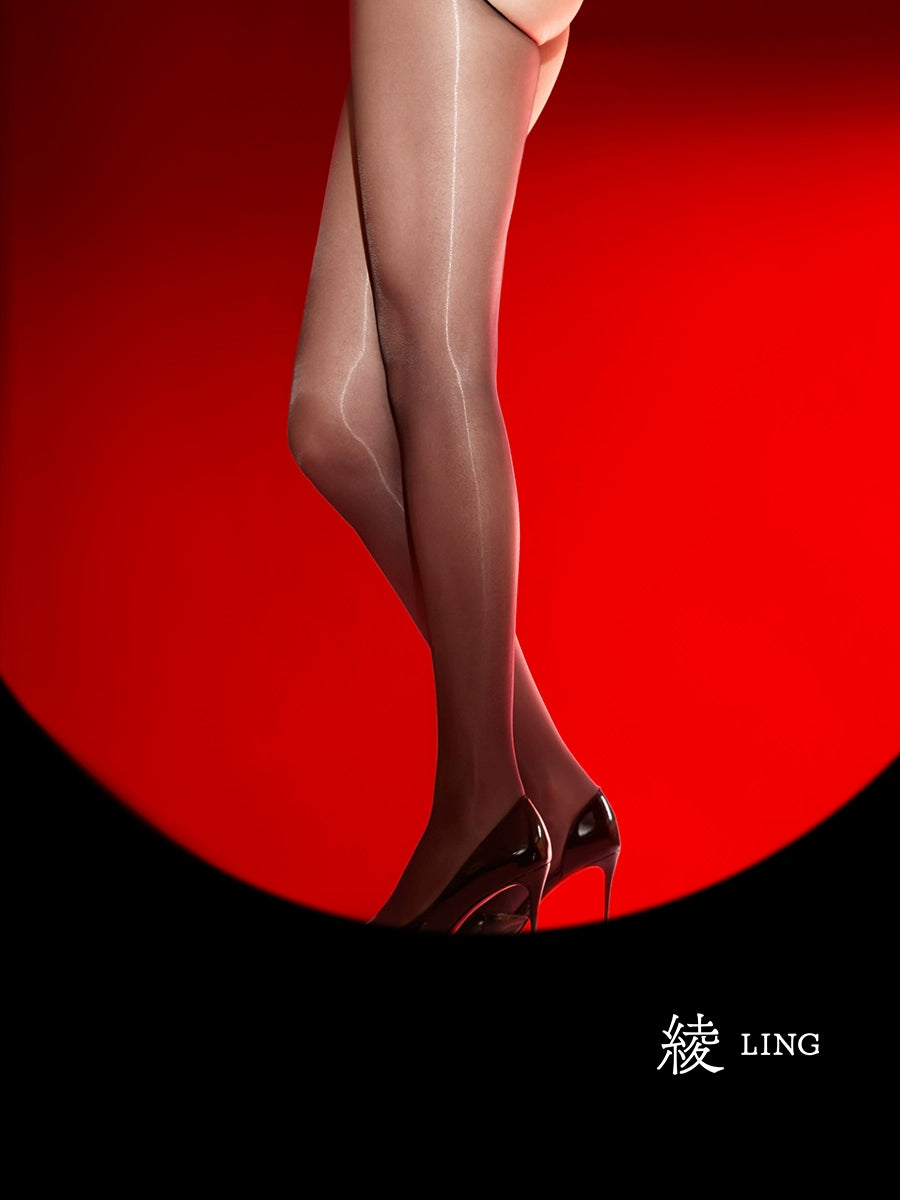 「绫」[映] 双层腰大开裆连裤袜油亮丝袜 - 蜜桃臀款