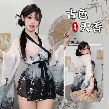柔纱透视水墨古风汉服