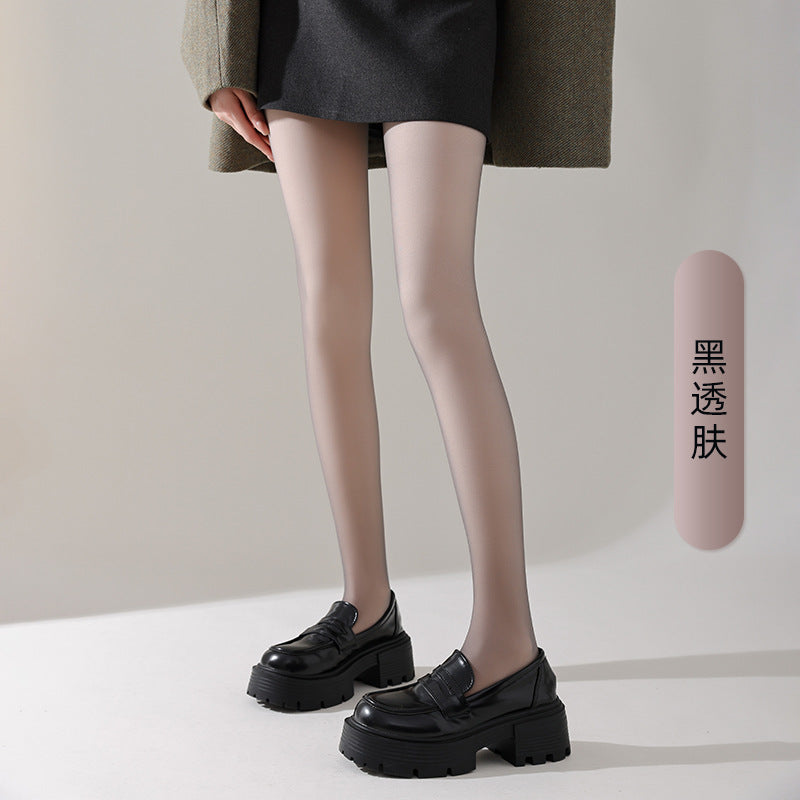 秋冬薄款新款波点爱心双层透肤裤袜可脱卸黑丝光腿神器