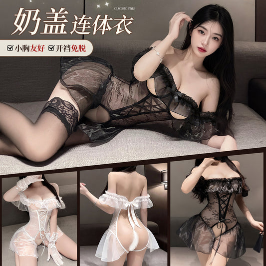 魅欲之花 钢圈露胸开裆马甲新娘连体衣.