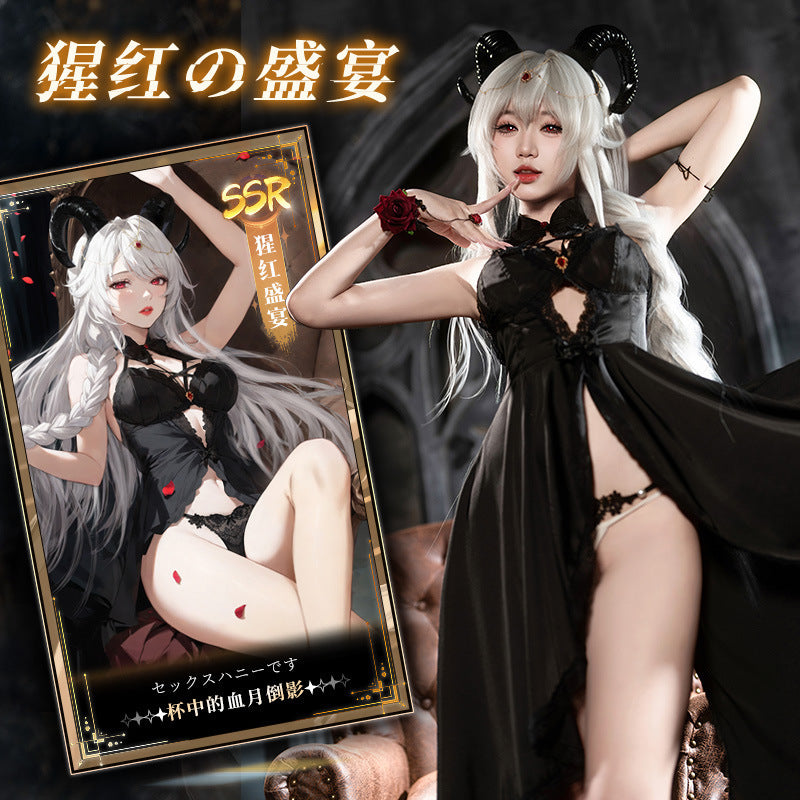 猩红盛宴 暗夜甜心之吻连衣裙套装.