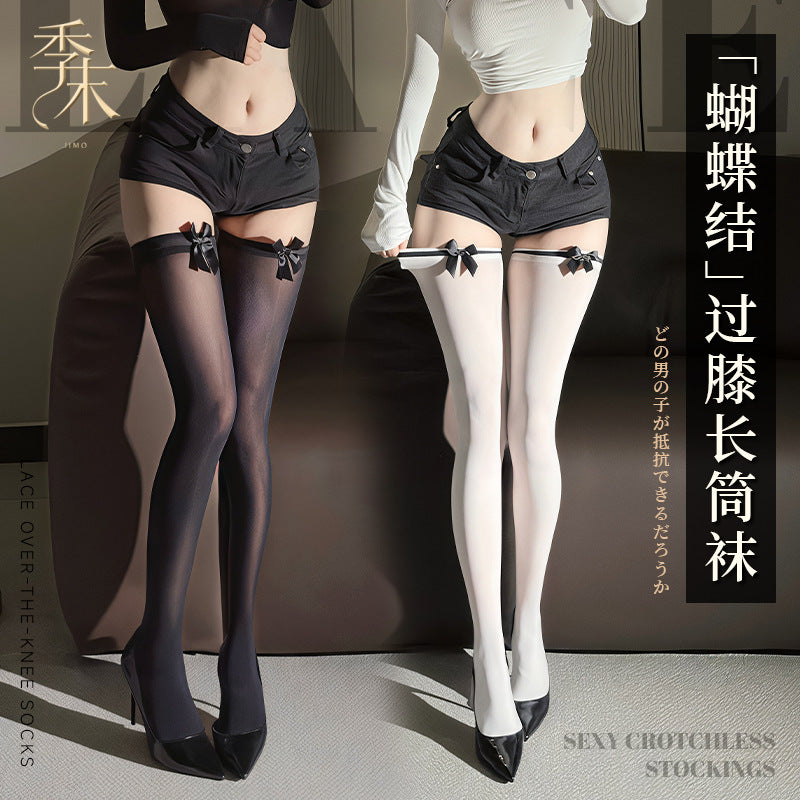 天鹅绒蝴蝶结甜美可爱洛丽塔袜长筒丝袜.