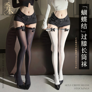 天鹅绒蝴蝶结甜美可爱洛丽塔袜长筒丝袜.