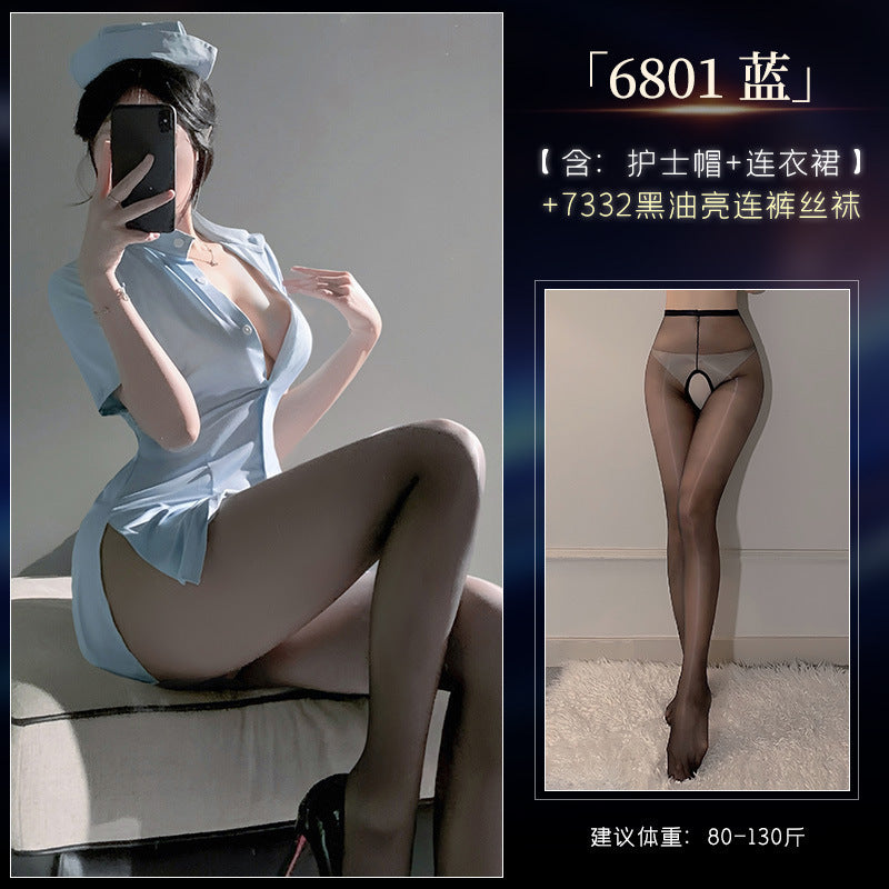 夜勤护士 禁欲护士绑带收腰连衣裙制服