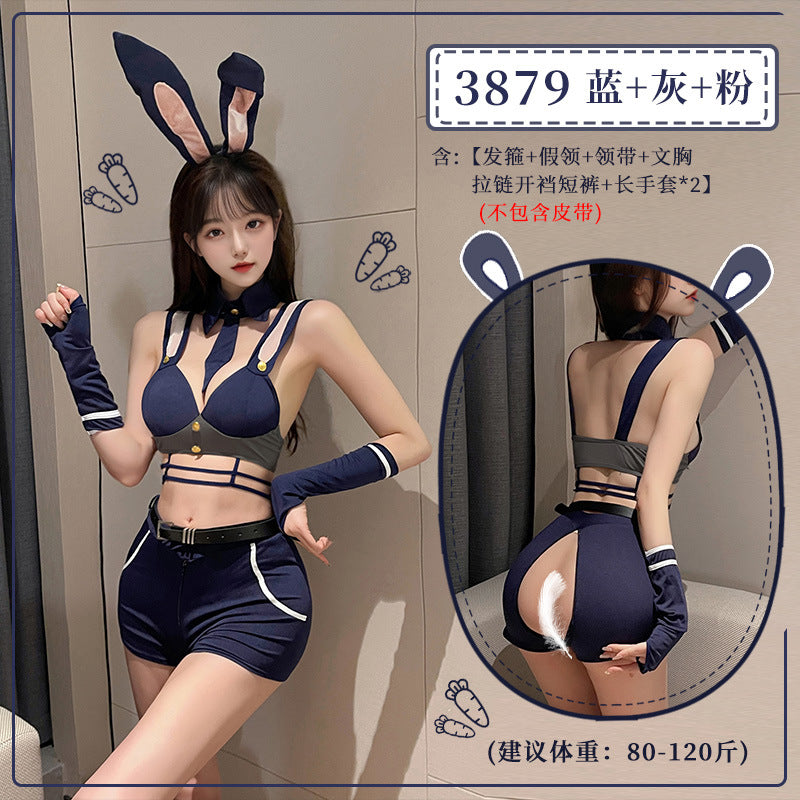 兔兔教官 午夜兔女巡查官开裆套装