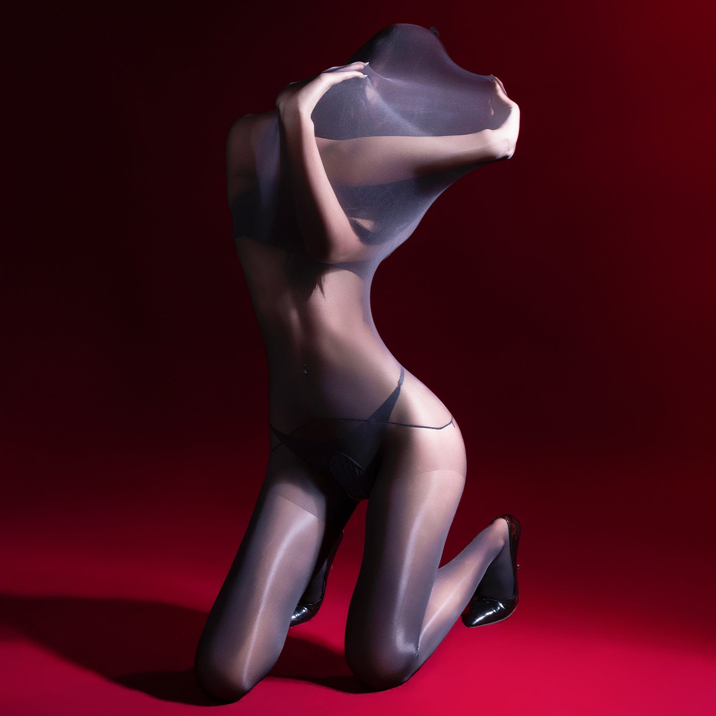 「囚笼」全包式束身连体丝袜3D马油丝滑开裆睡袋袜.