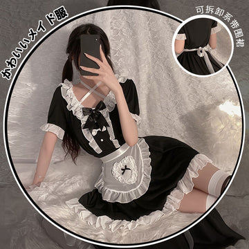 日系性感绑带围裙诱惑可爱女仆制服角色扮演套装