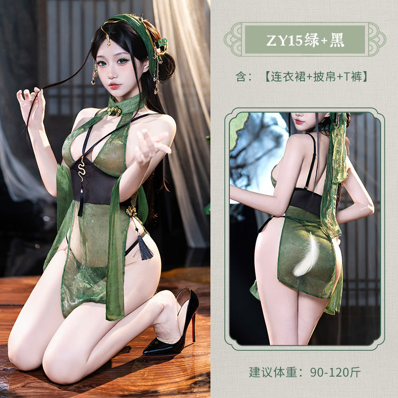 青蛇 风起钱塘深V露臀透视开档古风旗袍