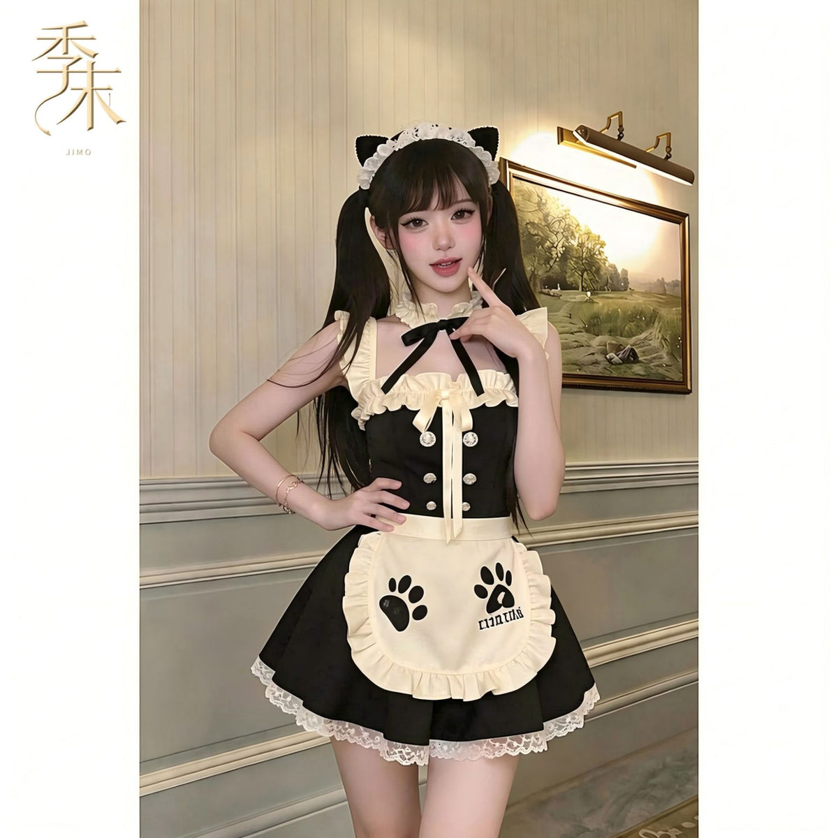 喵喵女仆 纯欲风性感甜美女仆猫女郎制服吊带睡裙.