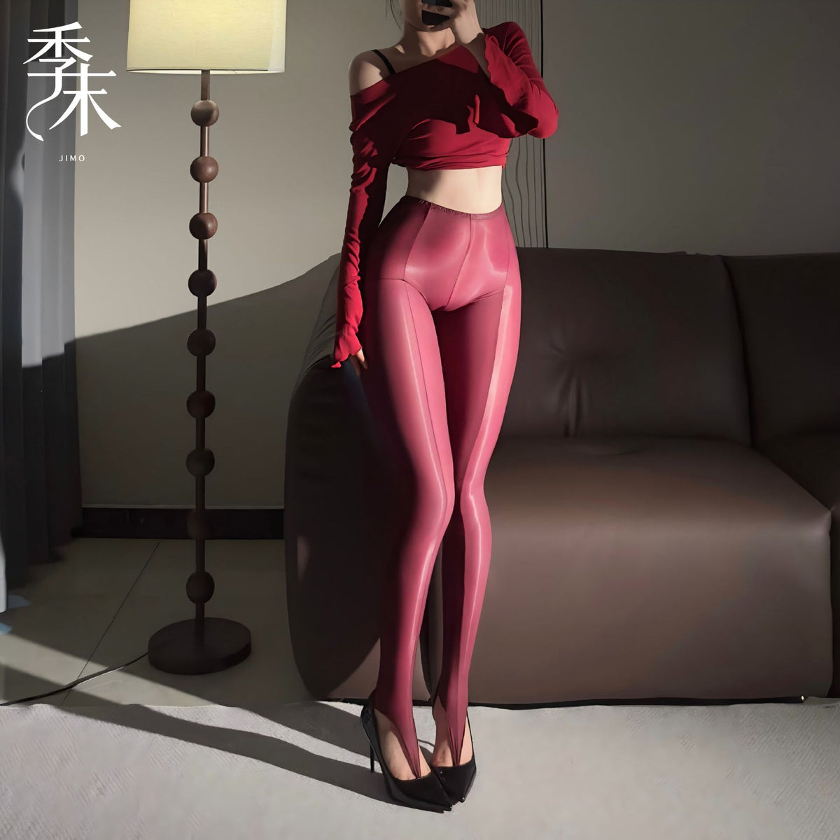 双线超薄面膜料性感极光油光女虾线夹趾丝袜.