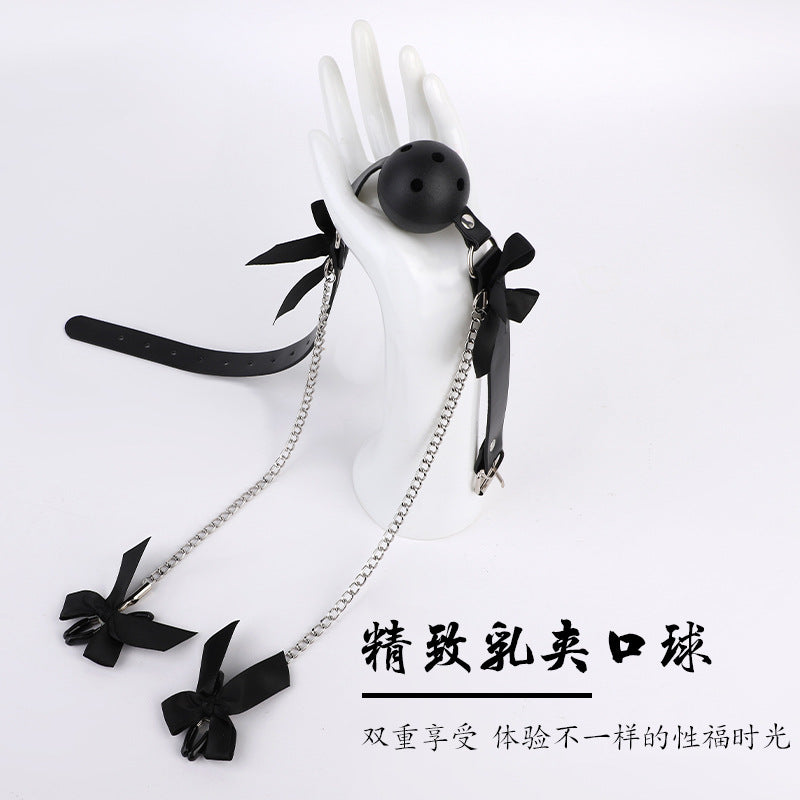 SM情趣乳夹+口球