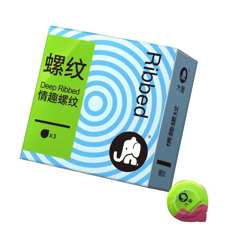 大象情趣螺纹避孕套 - 3只装/10只装