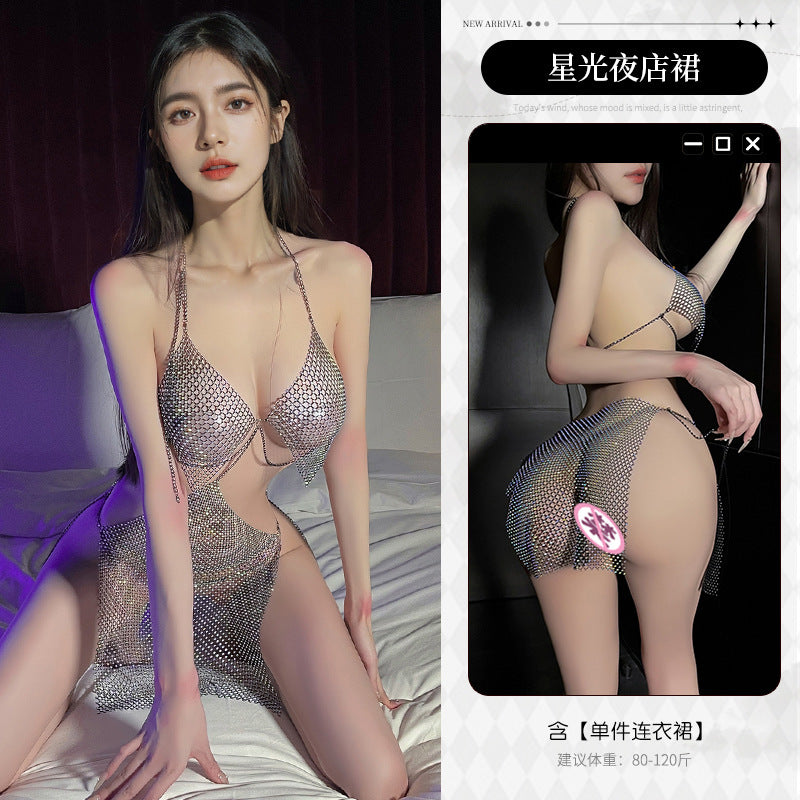 璀璨星河 吊带连体透视璀璨夜店女郎连衣裙制服套装
