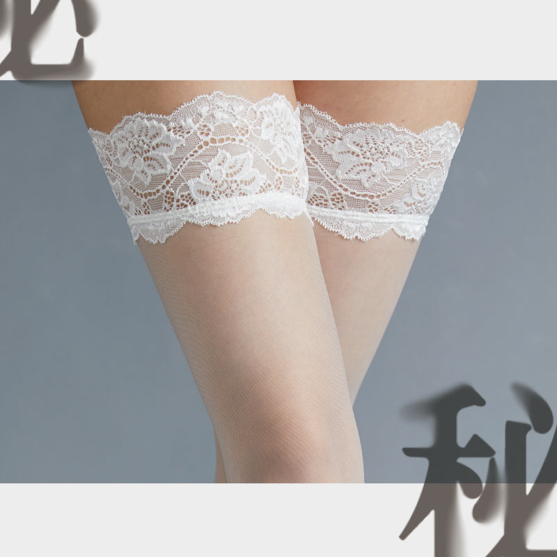 「绫」【秘】娇艳之选 性感3D薄透蕾丝防滑高长筒袜