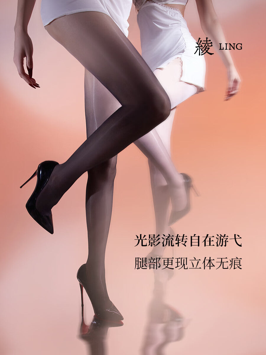 「绫」新品「染」琉光™3D双色渐变性感晕染油亮无缝深裆连裤袜.