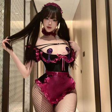 欲紫 女仆性感调情女连体制服露乳女仆套装