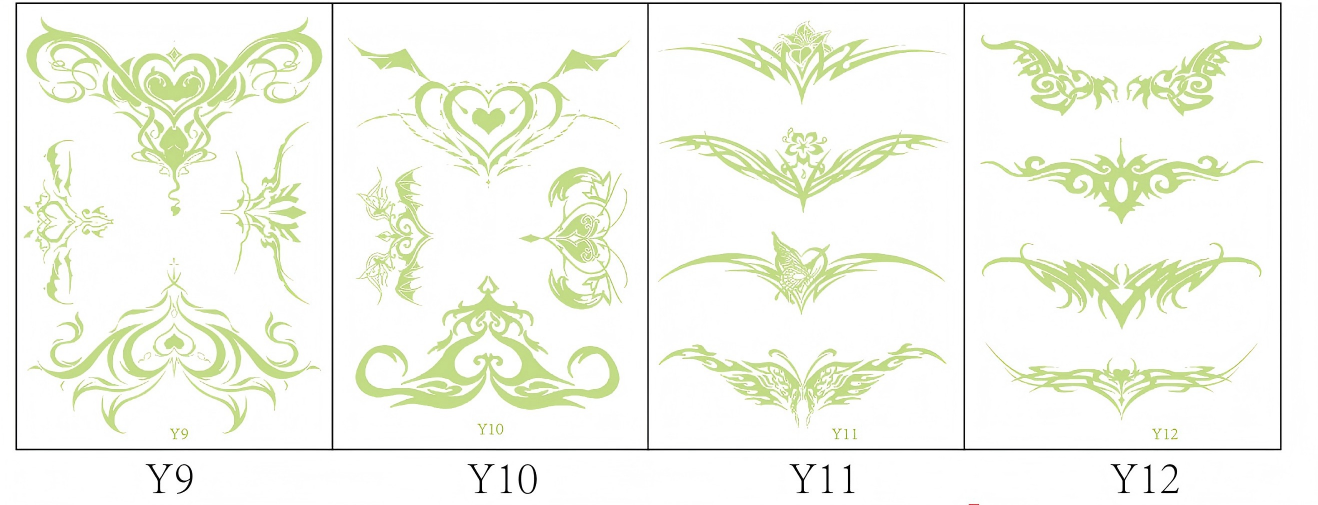 小腹腰间夜光纹身贴 - 15x21cm尺寸4款单张