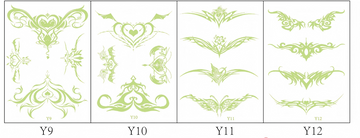 小腹腰间夜光纹身贴 - 15x21cm尺寸4款单张