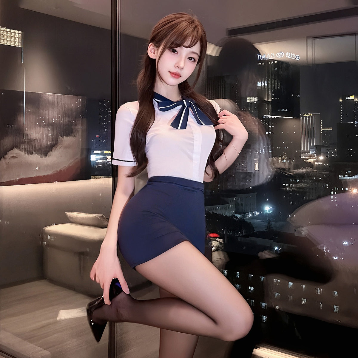 贴身服务 云端心机cos空姐制服套装