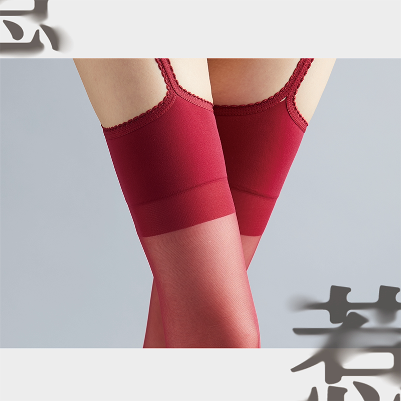 「绫」【惹】情迷意乱 3D一体蕾丝吊带黑色透连身开裆免脱丝袜-9Rabbit北美情趣用品