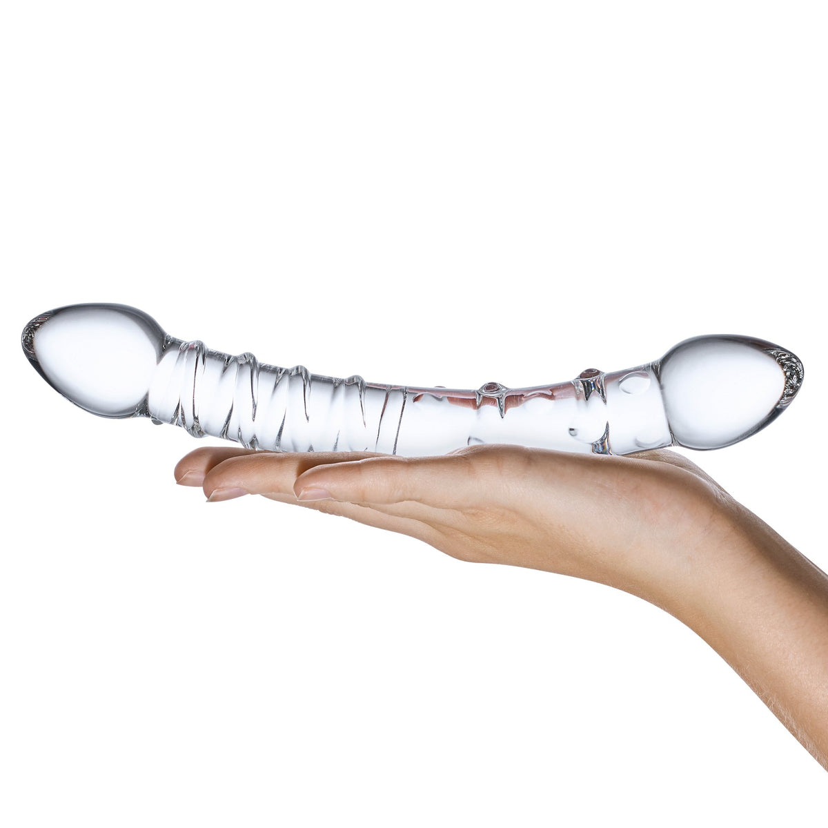 Double Trouble凸点螺纹玻璃阳具-9Rabbit北美情趣用品