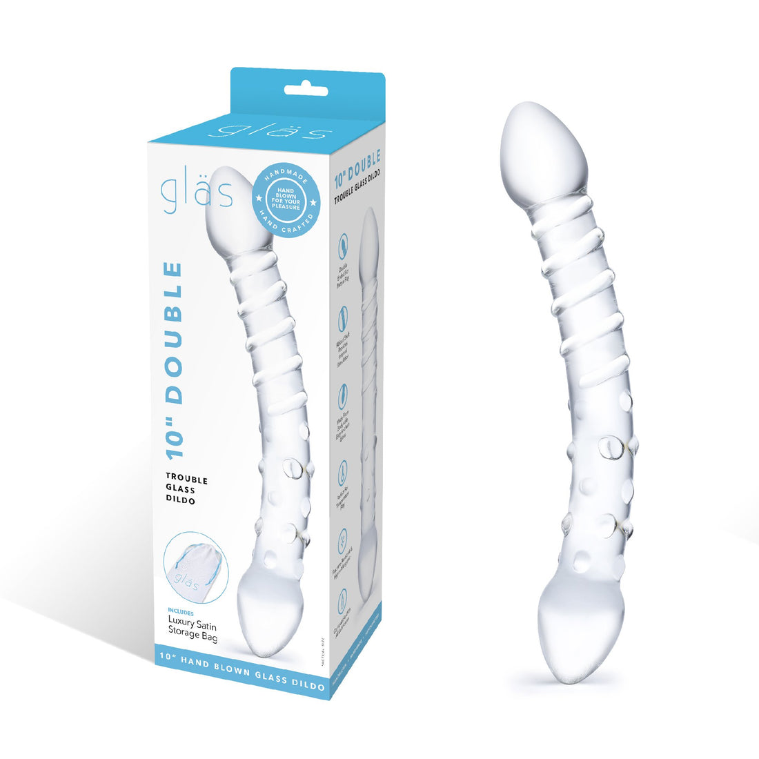 Double Trouble凸点螺纹玻璃阳具-9Rabbit北美情趣用品